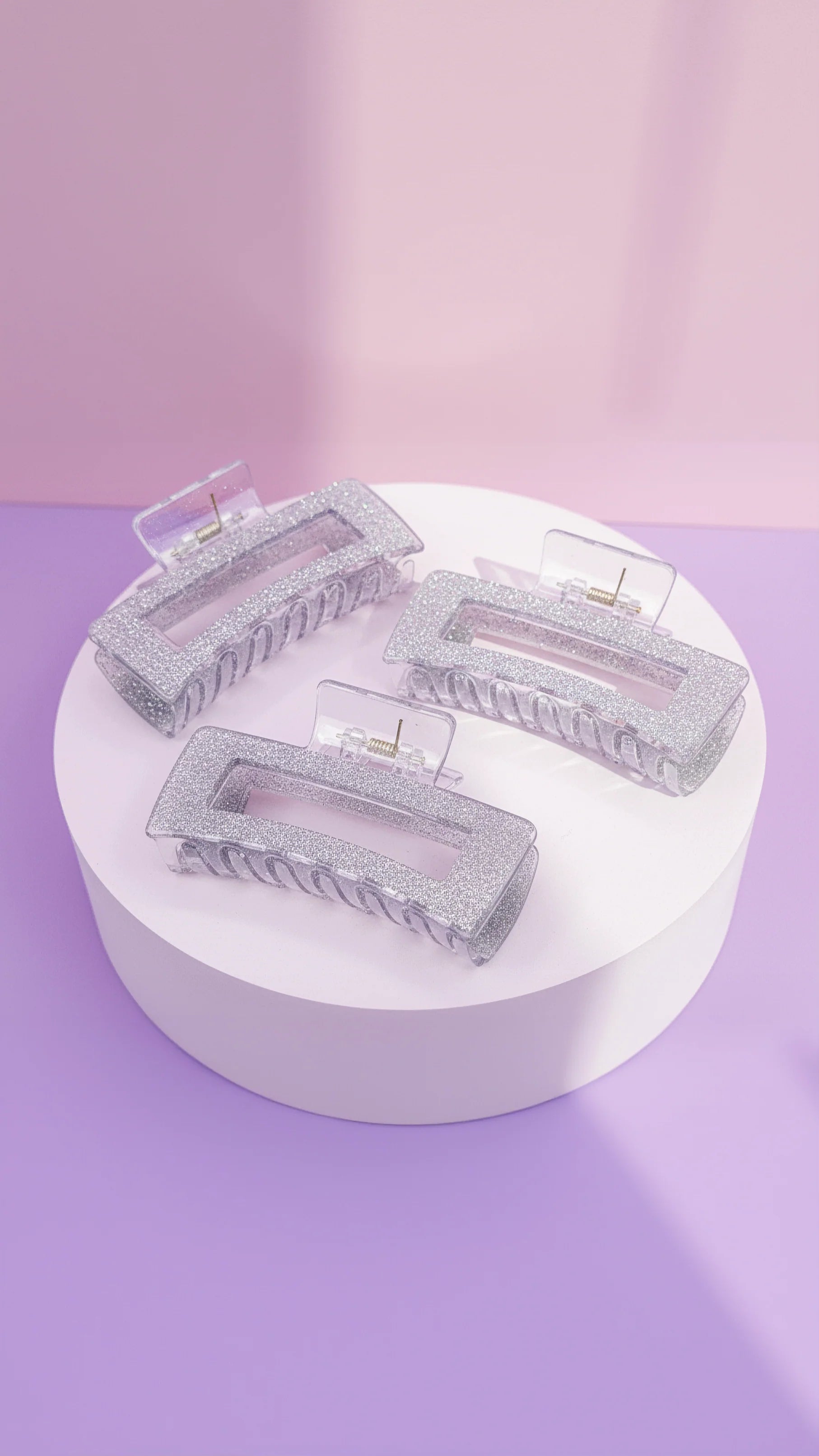 Sillver Glitter Hair Clamps Pack of 12