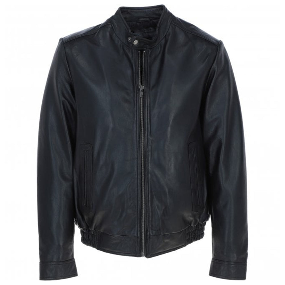 Men's Genuine Leather Bomber Jacket | Black