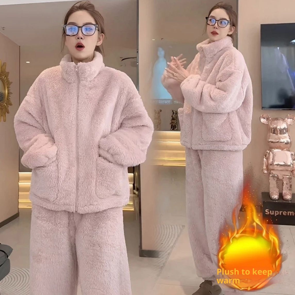 Thickened Set High-neck Wearable Women's Home Pajamas Casual - Amber Fashion UK