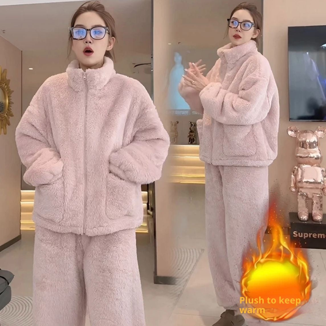 Thickened Set High-neck Wearable Women's Home Pajamas Casual - Amber Fashion UK