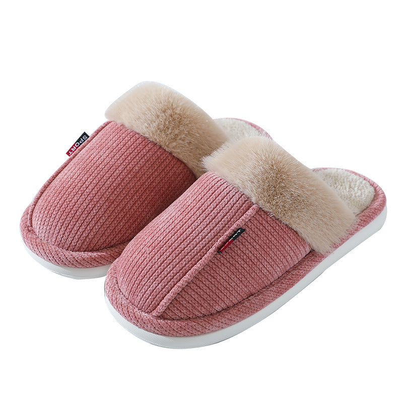 Fur Mouth Home Non-slip Thermal Cotton Slippers - Amber Fashion UK