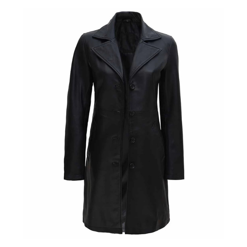 Women's Real Leather Car Coat | Black
