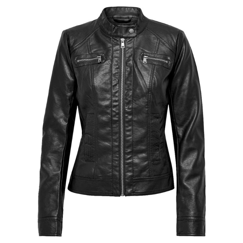 Women's Biker Style Leather Jacket | Black