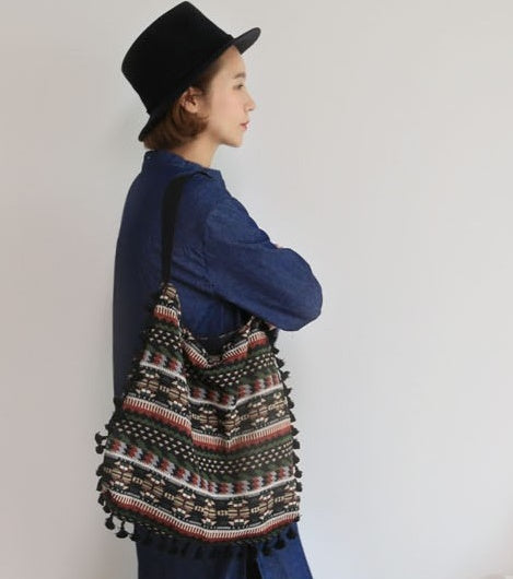 Geometric Tribal Tasselled Tote Bags - Amber Fashion UK