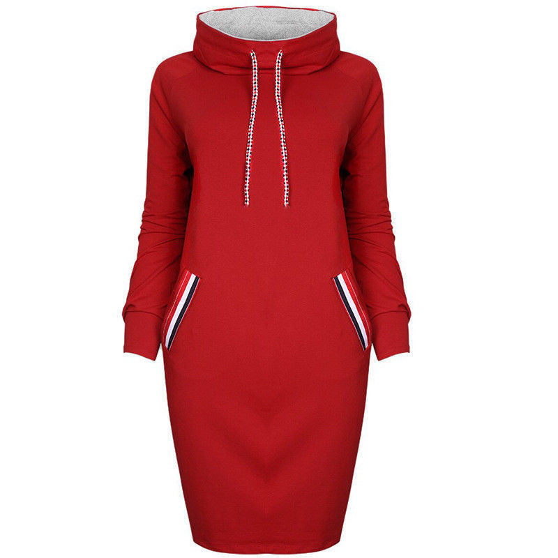 Ladies Winter Hooded Dresses Women Dress - Amber Fashion UK