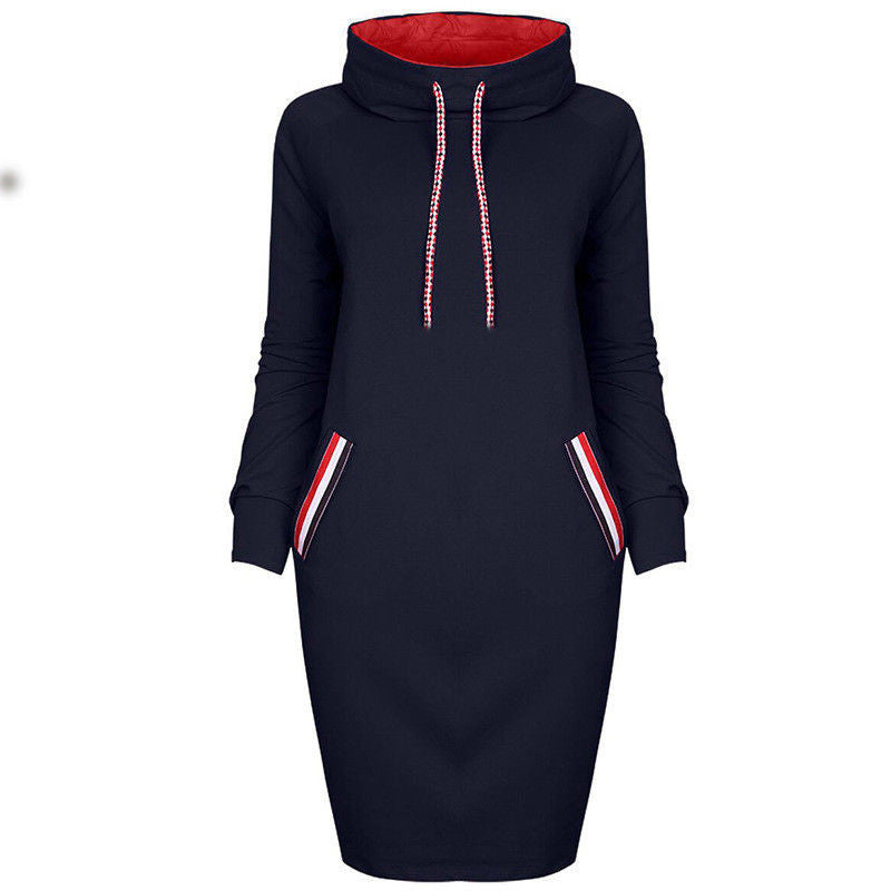 Ladies Winter Hooded Dresses Women Dress - Amber Fashion UK