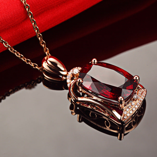 Rose Red Big Gem Pendant - Amber Fashion UK