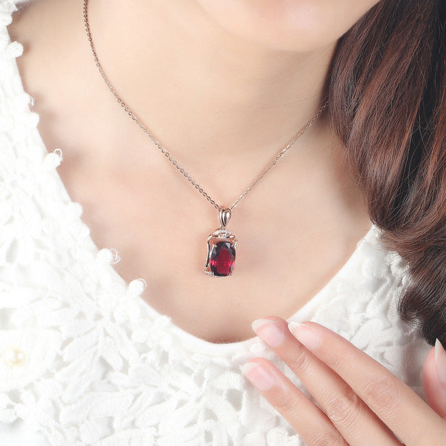 Rose Red Big Gem Pendant - Amber Fashion UK