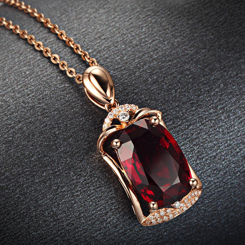 Rose Red Big Gem Pendant - Amber Fashion UK