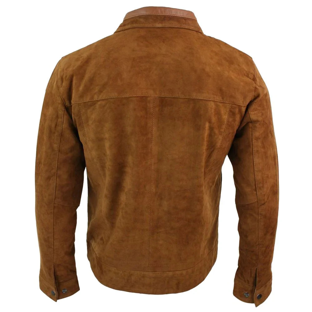Men's  Suede Leather Jacket, Zip Front | Brown