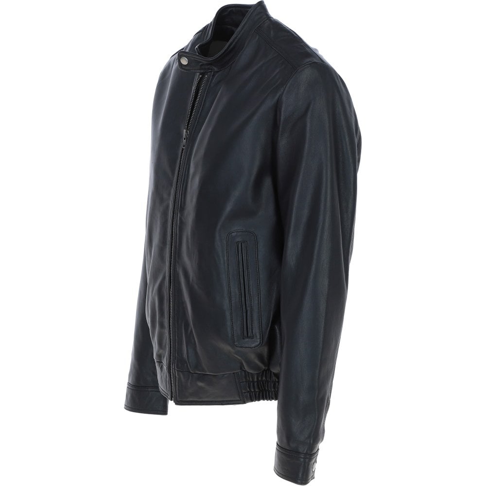 Men's Genuine Leather Bomber Jacket | Black