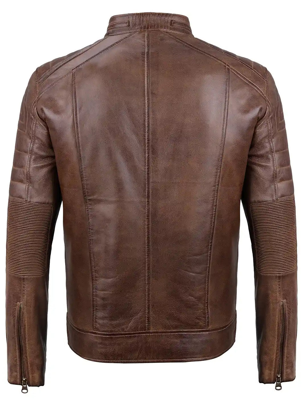 Men's Cafe Racer Leather Jacket | Brown