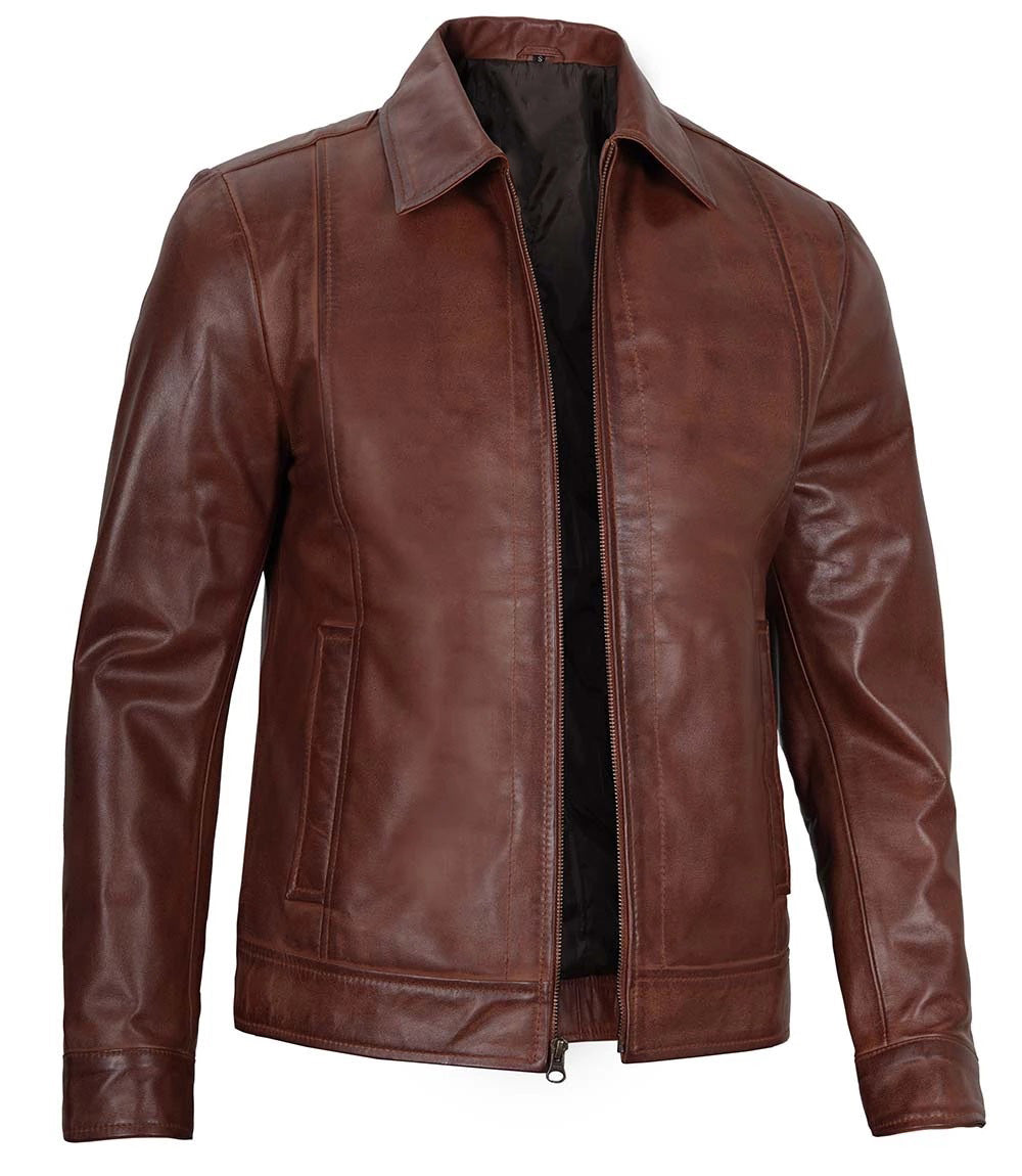 Men's Genuine Harrington Leather Jacket | Brown
