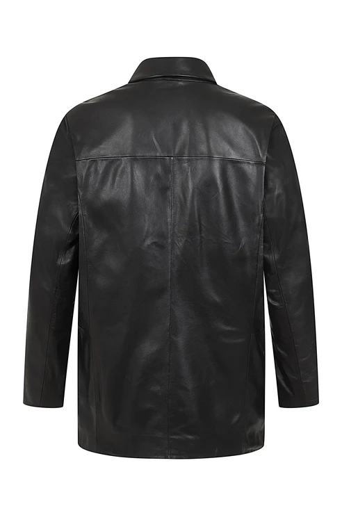 Men's Genuine Leather Blazer Coat | Black