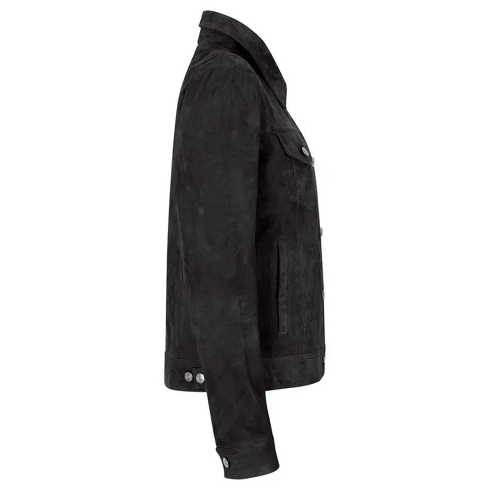 Women's Suede Vintage Jacket, Leather Biker Style | Black & Brown