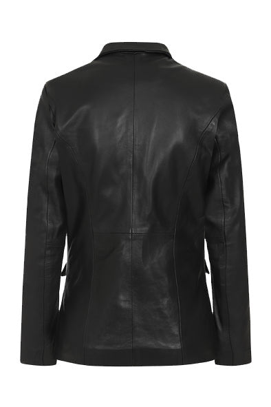 Women's Leather Blazer Coat | Black