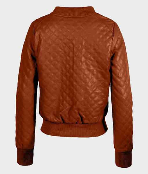 Women's Bomber Zip up Genuine Leather Jacket | Brown