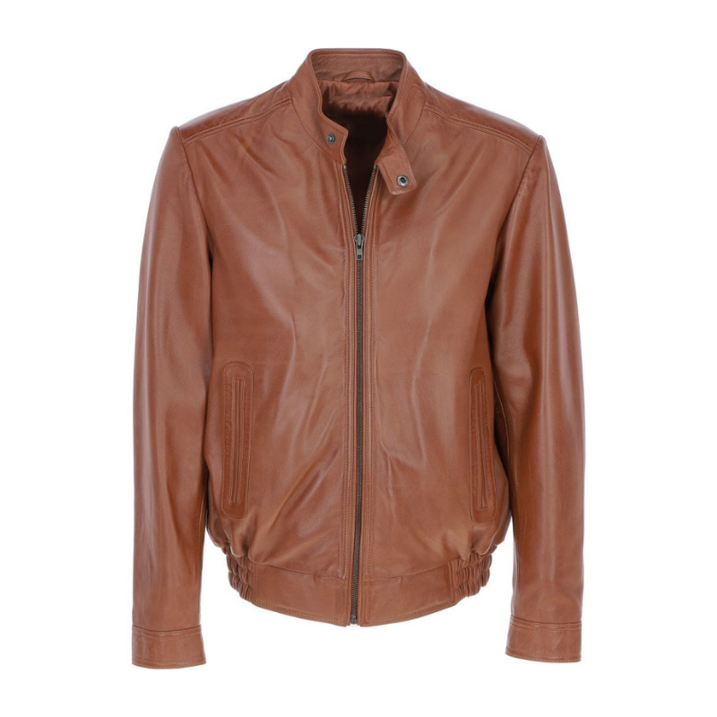 Men's Genuine Leather Bomber Jacket | Brown
