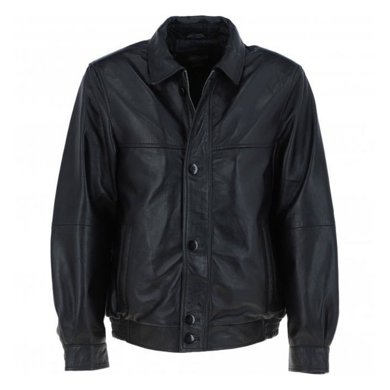 Men' Genuine Classic Leather Jacket | Black & Blue