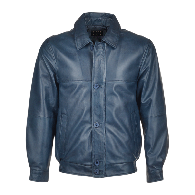 Men' Genuine Classic Leather Jacket | Black & Blue