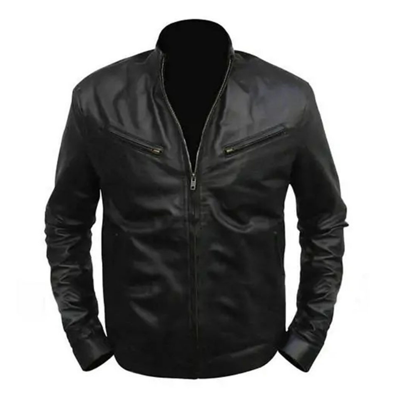 Men's Black Cafe Racer Leather Jacket | Black