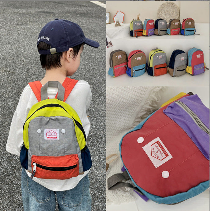Children's Bags Simple And Lightweight Canvas Backpack Boys Girls Spine Protection - Amber Fashion UK
