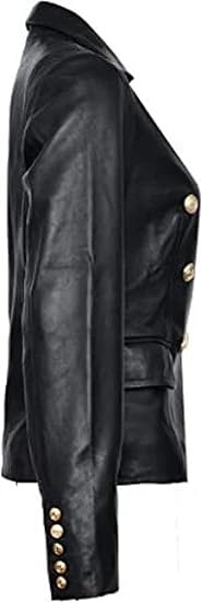 Women's Leather Formal Blazer Coat | Black