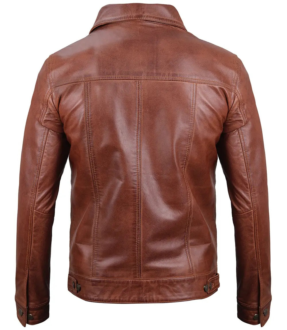 Men's Leather Casual Jacket | Brown