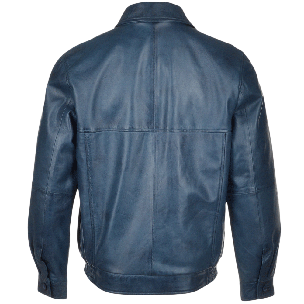 Men' Genuine Classic Leather Jacket | Black & Blue