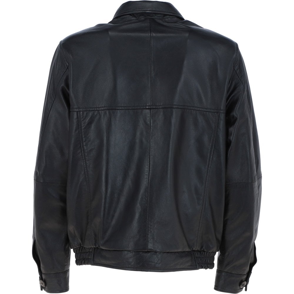 Men' Genuine Classic Leather Jacket | Black & Blue