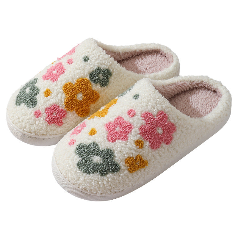 Warm Indoor Comfortable Colorful Flowers Cotton Slippers - Amber Fashion UK