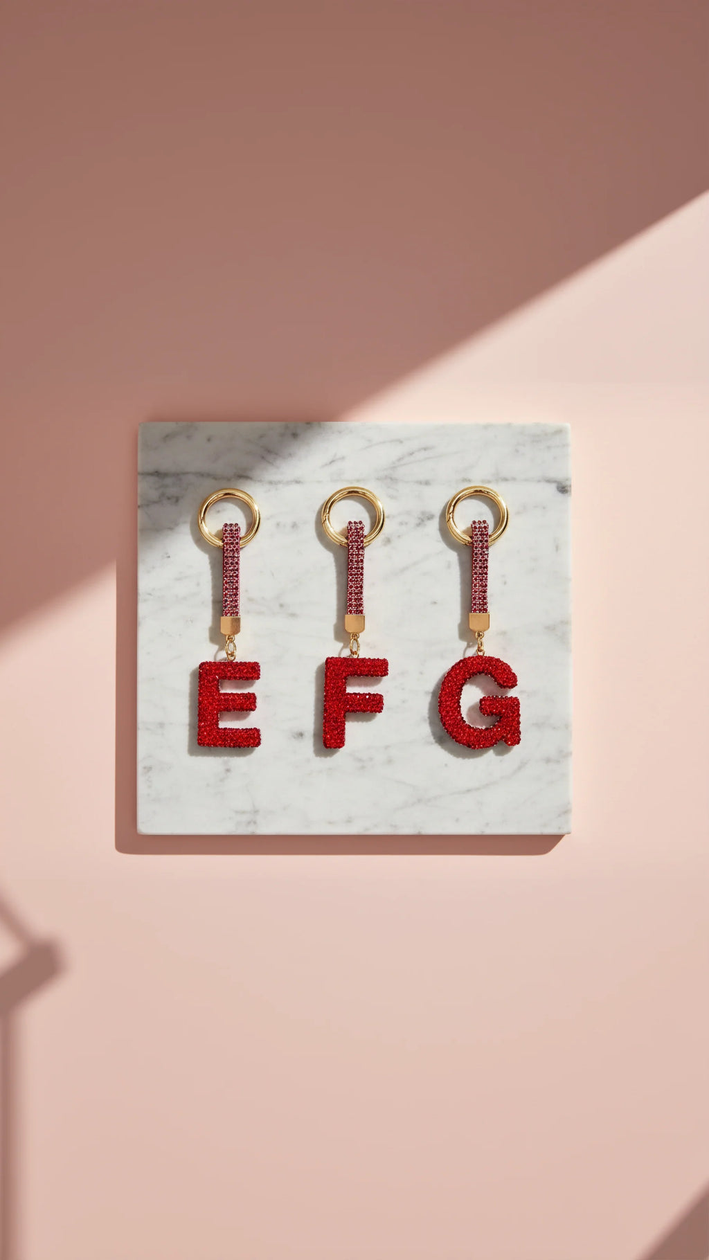 Initial Letter Red Crystal Glam Key Ring & Bag Charm