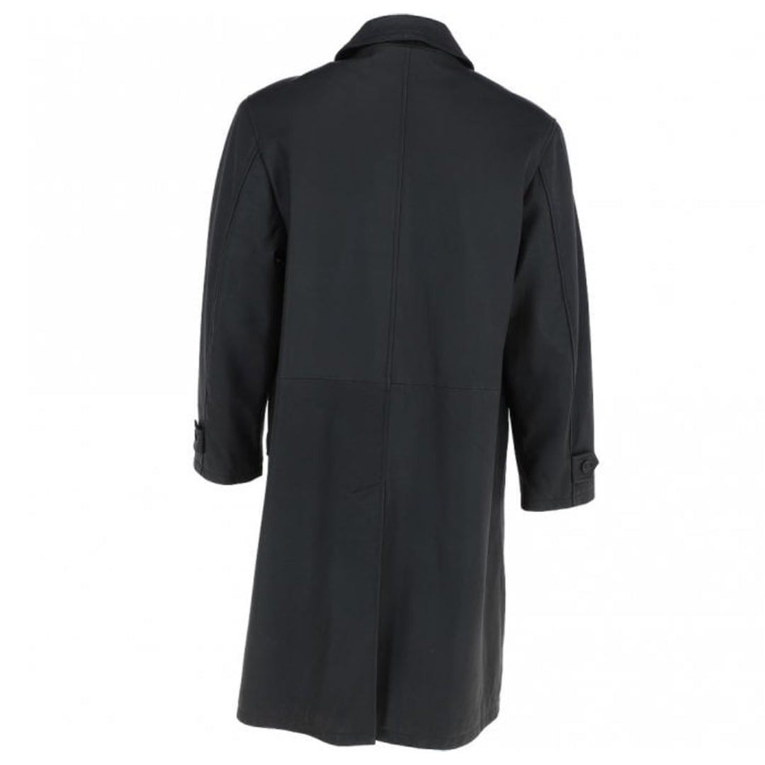 Men's Full Length Leather Overcoat With Shirt Collar Style | Black