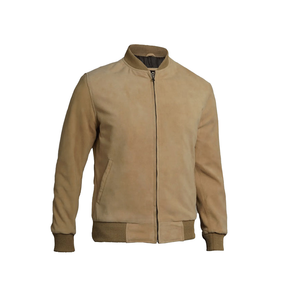 Men's Bomber Suede Leather Jacket | Camel Brown