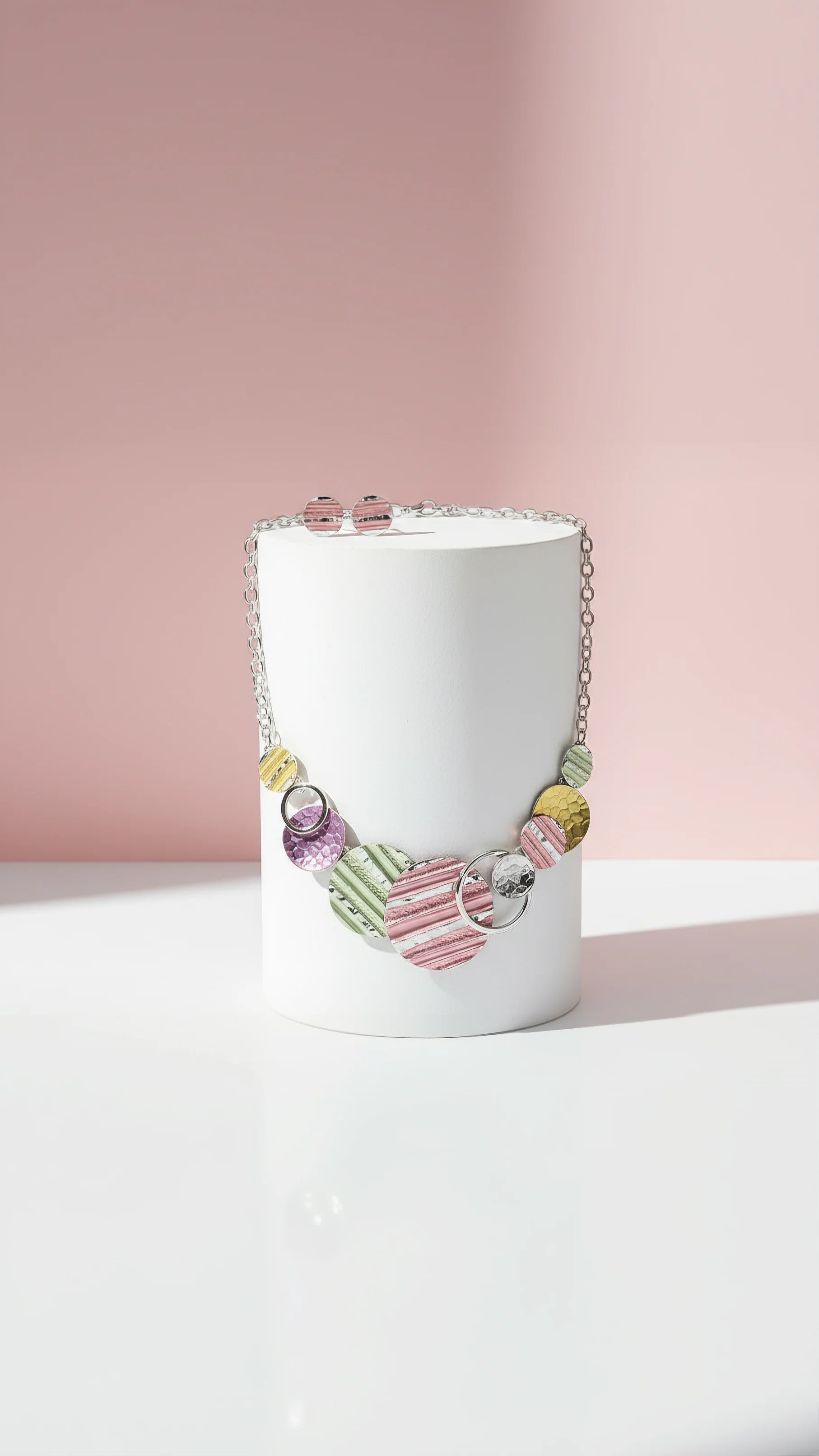 Abstract Disc Necklace & Earrings Set