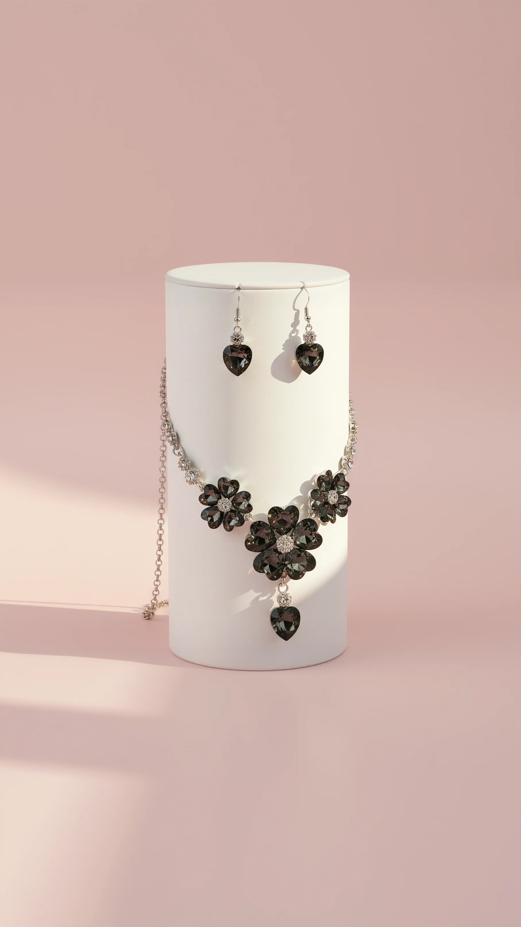 Flower Cluster Crystal Necklace & Earrings Set