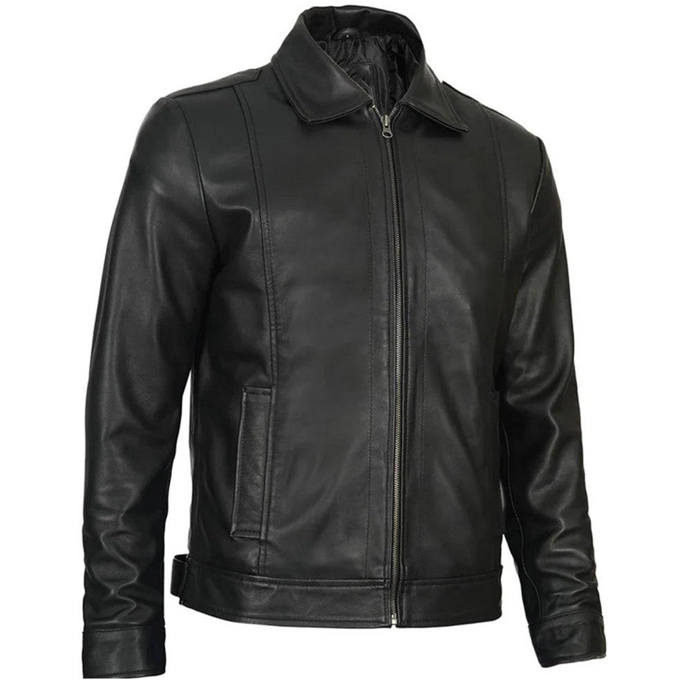 Men's Vintage Harrington Leather Jacket | Black