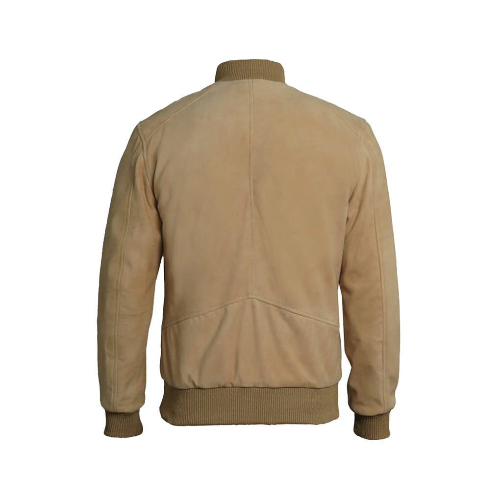 Men's Bomber Suede Leather Jacket | Camel Brown