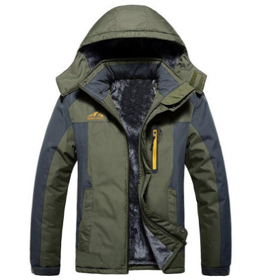 Winter Hooded Jacket Fashion Casual Warm Fleece Coat Windproof Rainproof Parka Windbreaker Men's Top - Amber Fashion UK