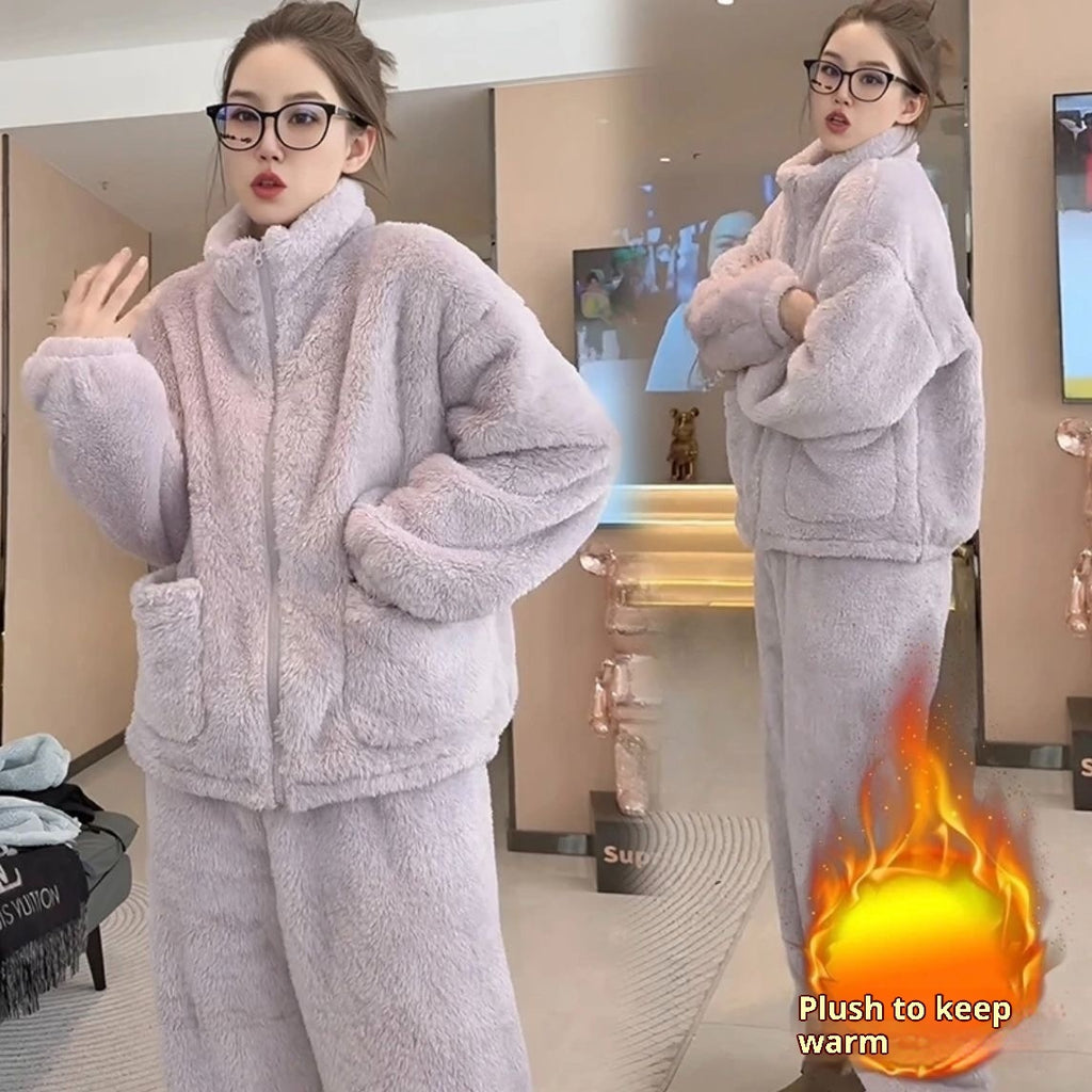 Thickened Set High-neck Wearable Women's Home Pajamas Casual - Amber Fashion UK