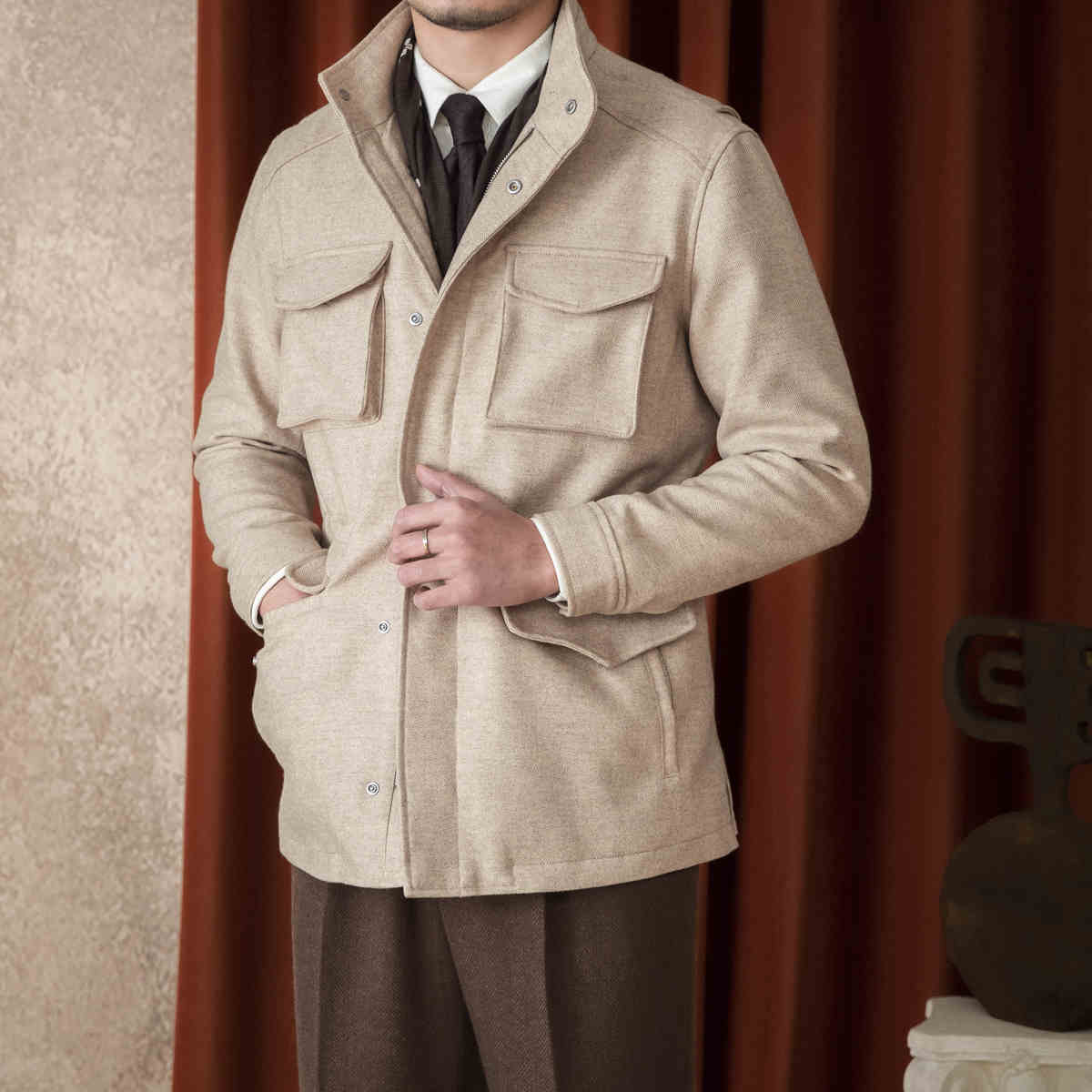 Wool Safari Jacket For Men - Amber Fashion UK