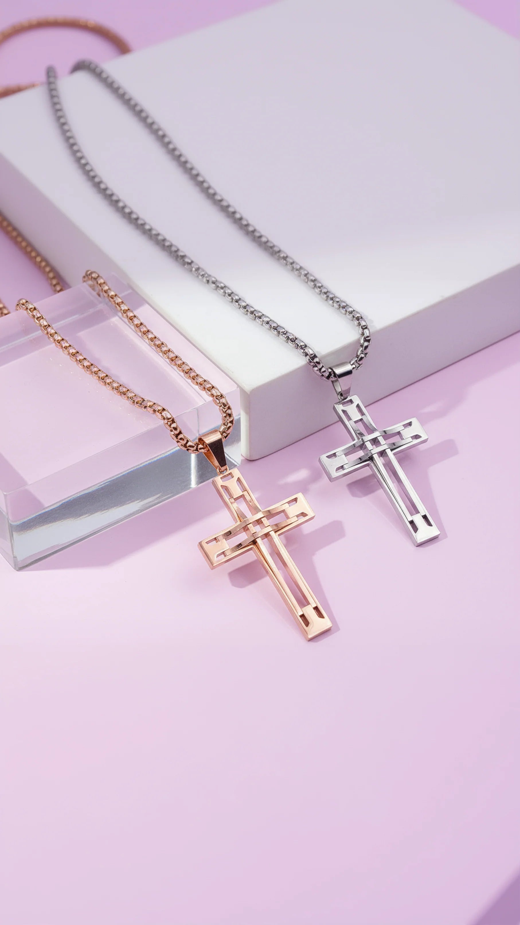 Metallic Cut Out Symbolic Cross Necklace