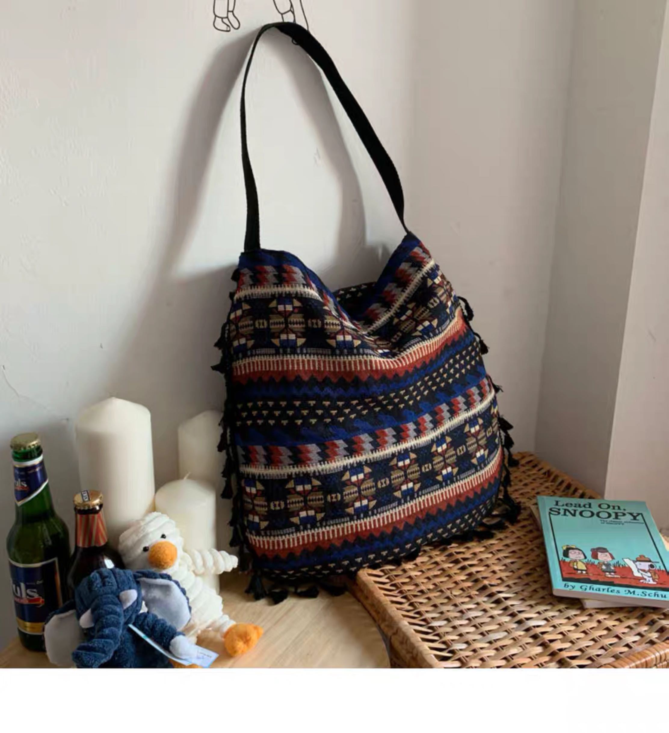 Geometric Tribal Tasselled Tote Bags - Amber Fashion UK