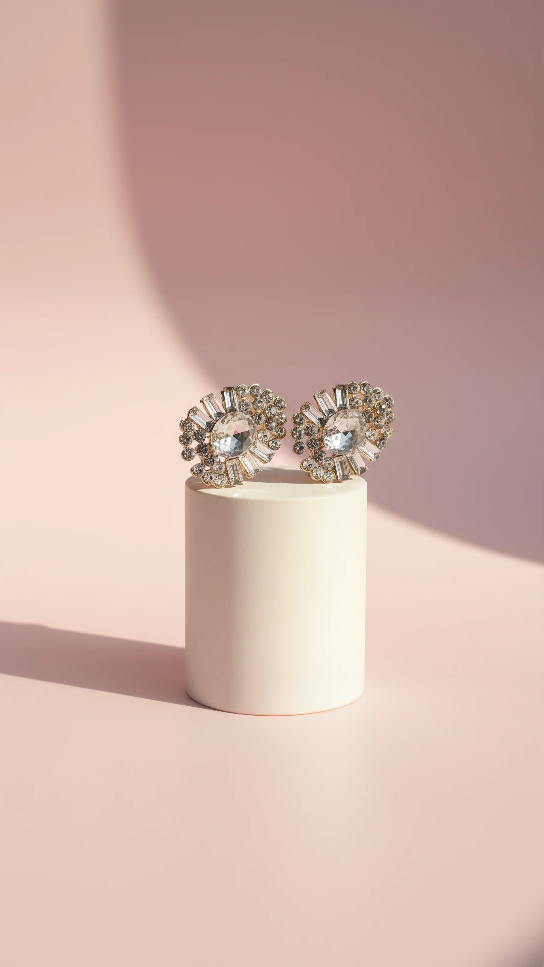 Geometric Cluster Crystal Stud Earrings