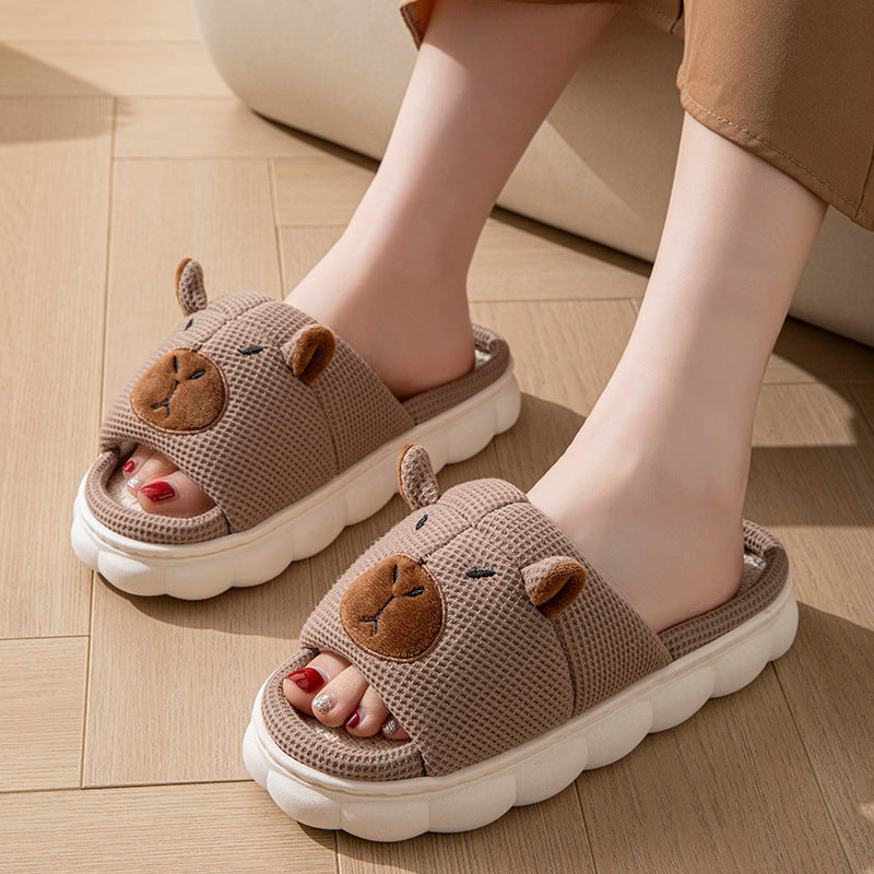Open Toe  Couple Indoor Non-slip Linen Slippers - Amber Fashion UK