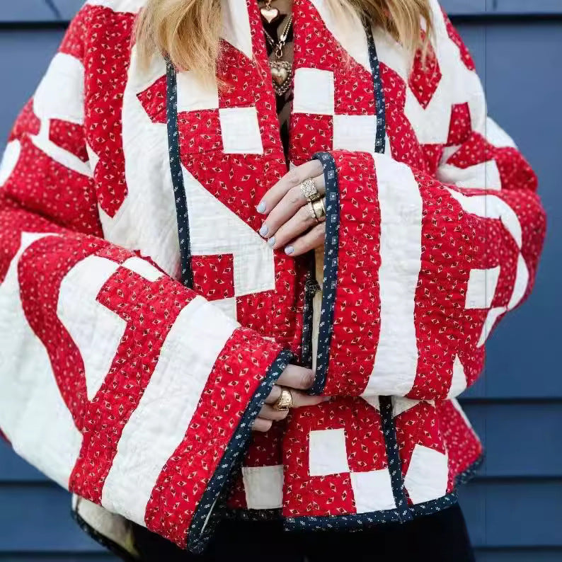 Geometric Printed Coat - Amber Fashion UK