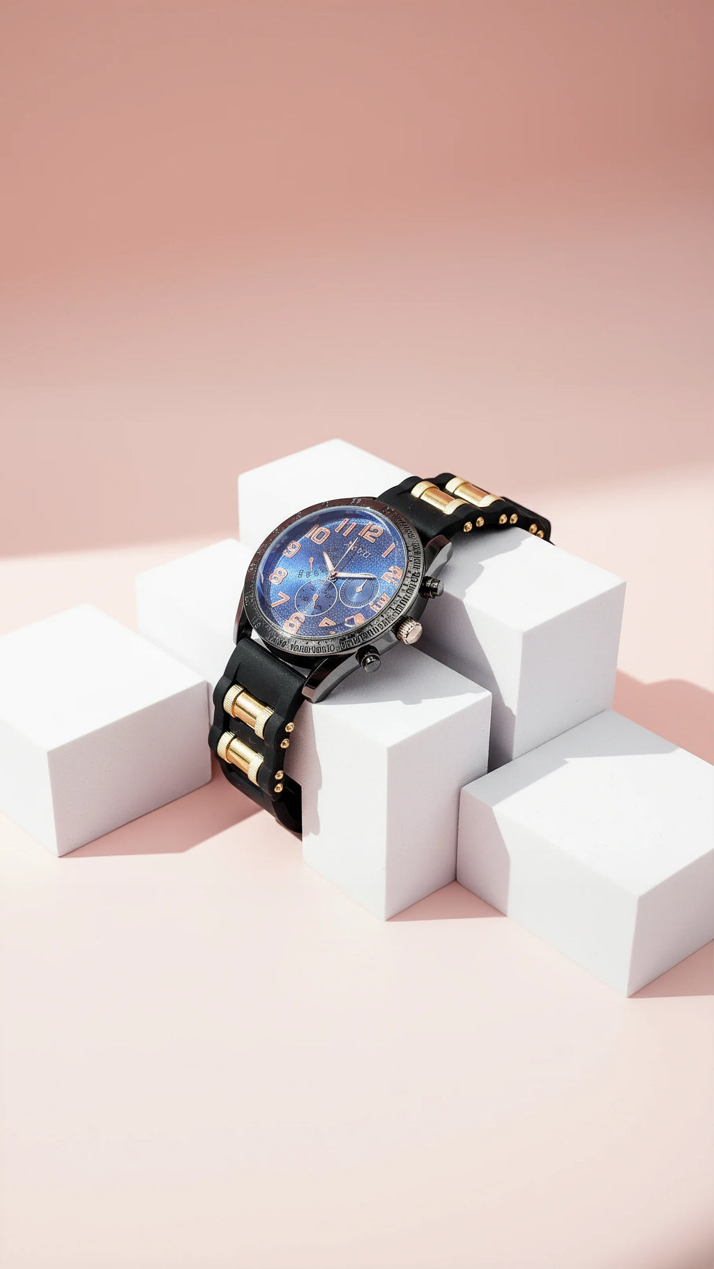 Men’s Black & Gold Sub Dial Sports Watch