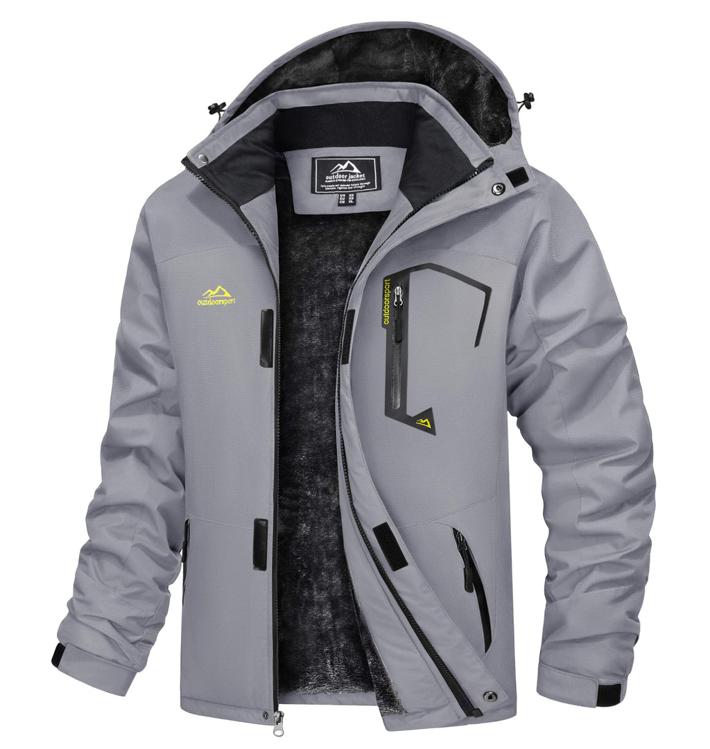 TACVASEN Men's Waterproof Fleece Mountain Jacket Windproof Warm Ski Jacket Multi-Pockets