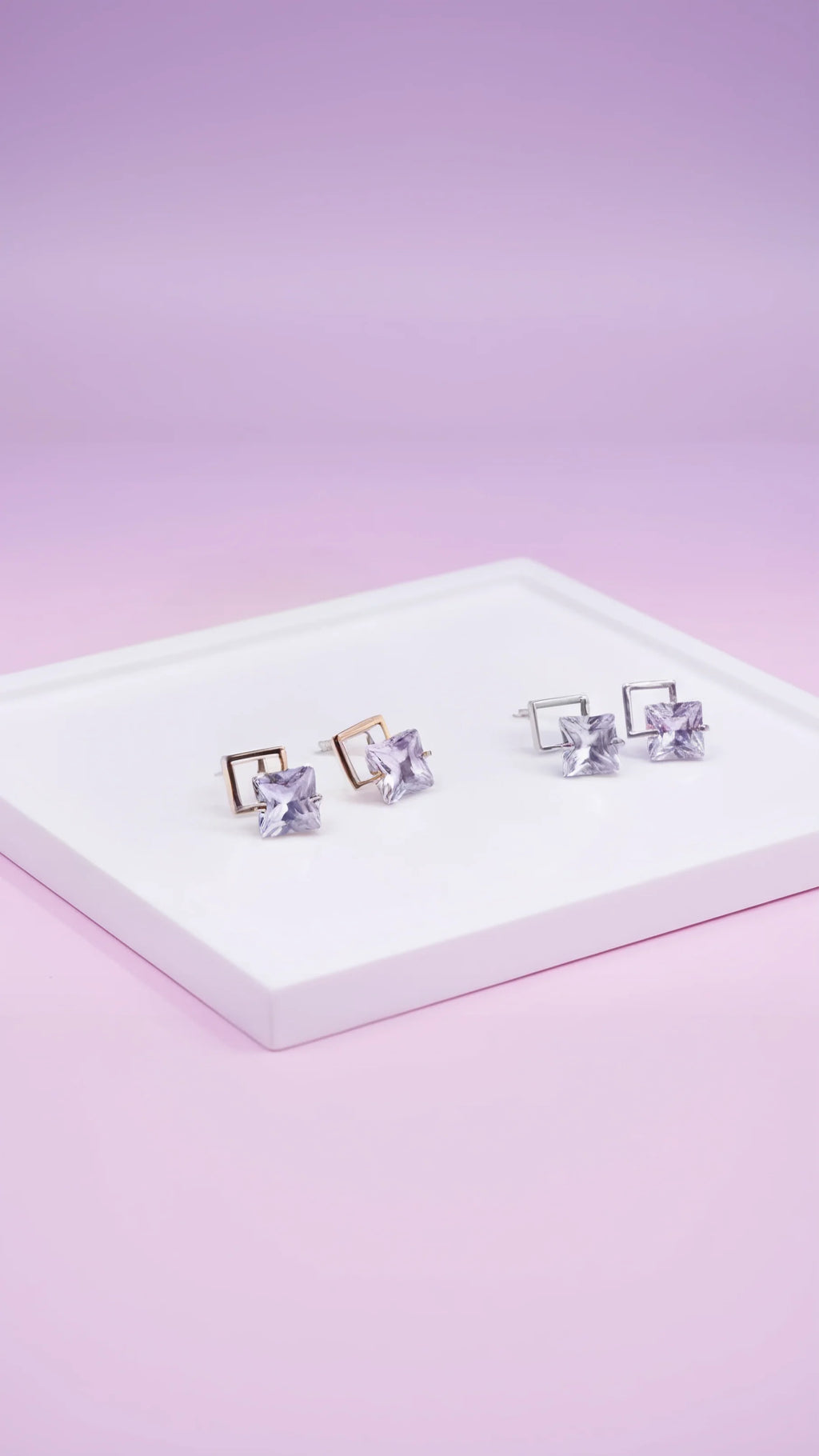 Square Crystal Stud Earrings