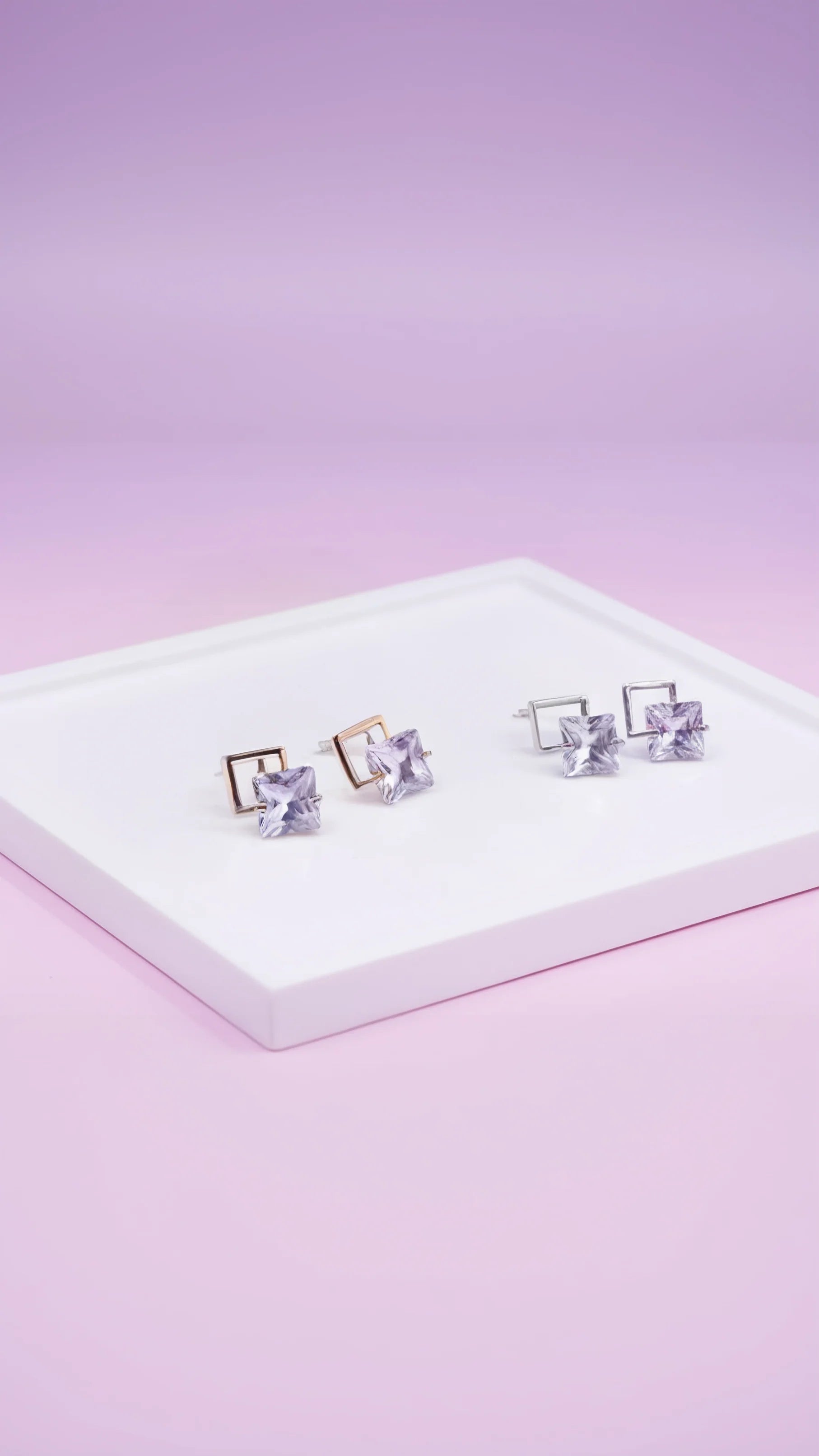 Square Crystal Stud Earrings